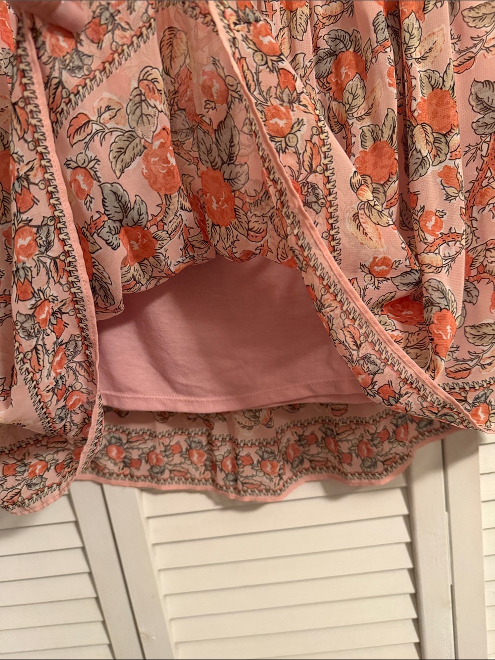 Max Studio Pink Floral Skirt with Coral Accents - Picture 4 of 4